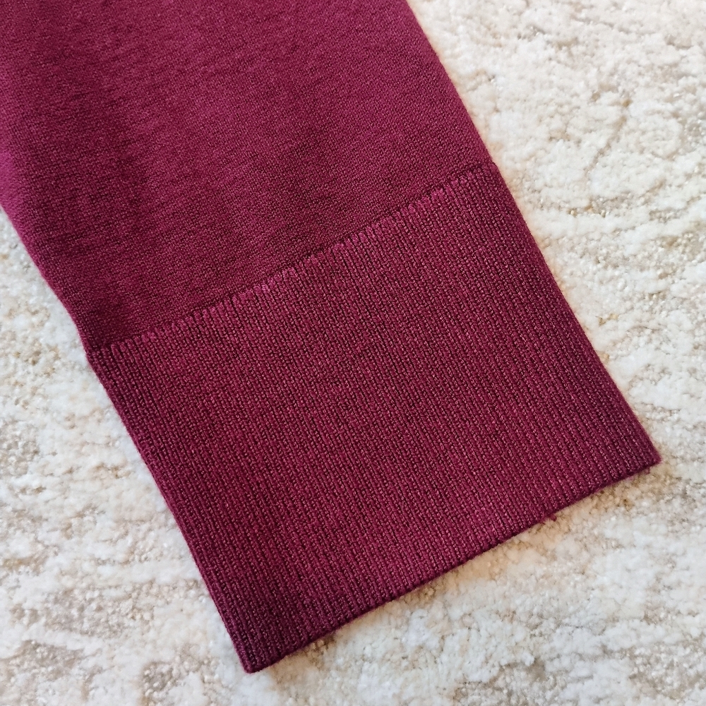 NWT M Anne Klein Maroon Tiger Rhinestone Logo Crew Long Sleeve Sweater NEW - Picture 6 of 10